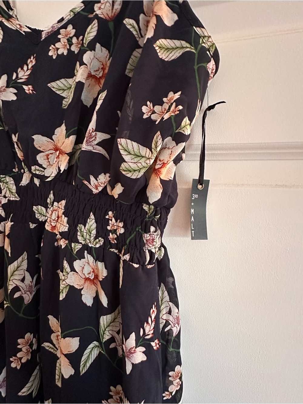 Black Floral Spaghetti Strap Maxi Dress - Picture 3 of 3
